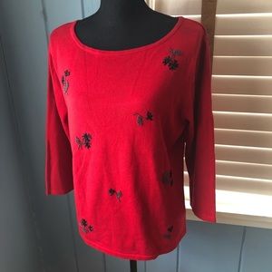 EUC VTG 90s Sag Harbor Knit, Beaded, & Embroidered Sweater